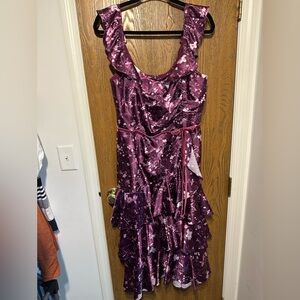 Marchesa Notte Floral Midi Dress